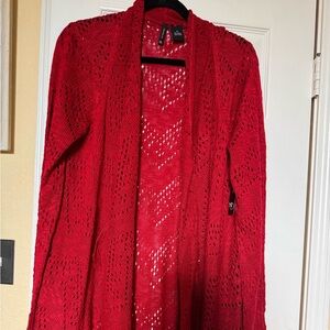 New Direction Cardigan Red, NWT.  XL. Long Open front with a little flutter.